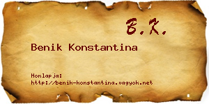 Benik Konstantina névjegykártya